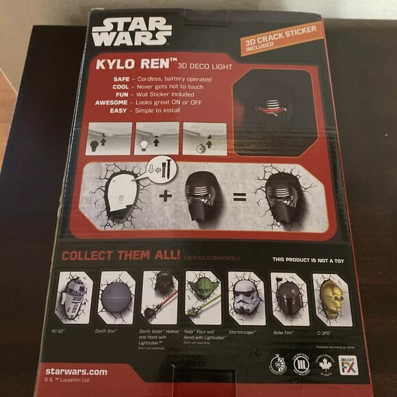 Disney Star Wars Kylo Ren 3D Deco Light Head  Lights Up LED Bulbs 3DLIGHTFX - Picture 2 of 3